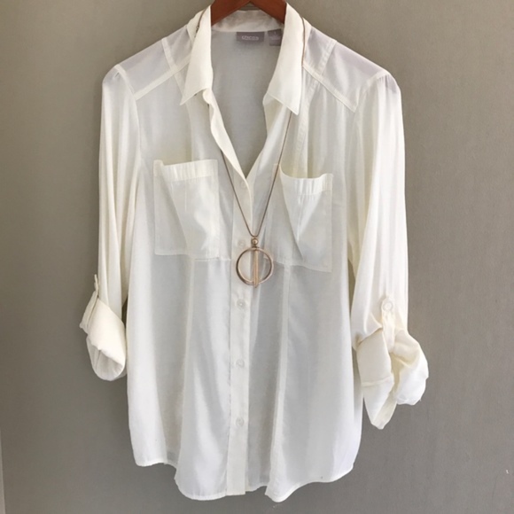 Chico's Tops - Chico's Cream Long Sleeve Top Medium (8-10)